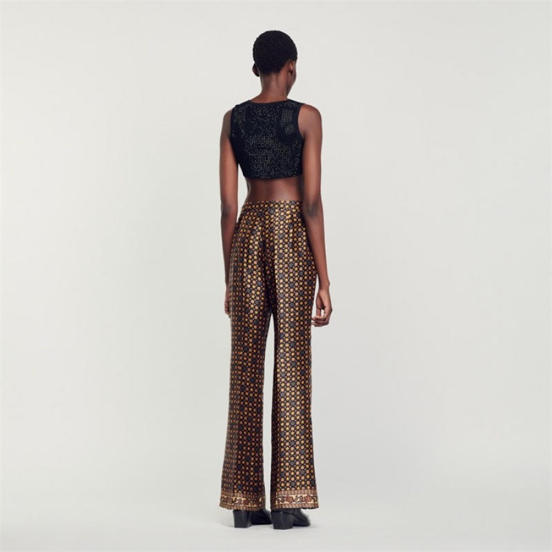 Sandro Printed satin pants Black | SN-SDO64771