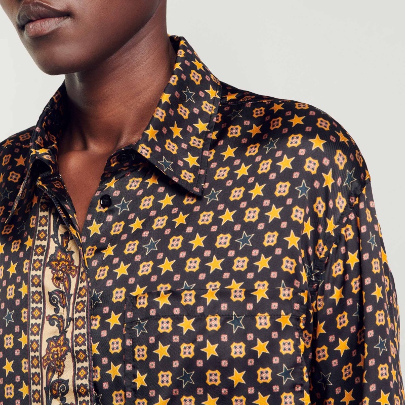 Sandro Printed shirt Black | SN-SDO64327