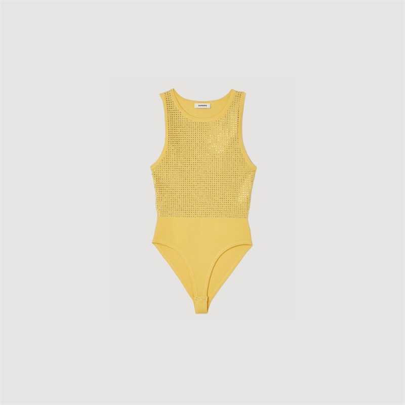 Sandro Rhinestone bodysuit Yellow | SN-SDO64307