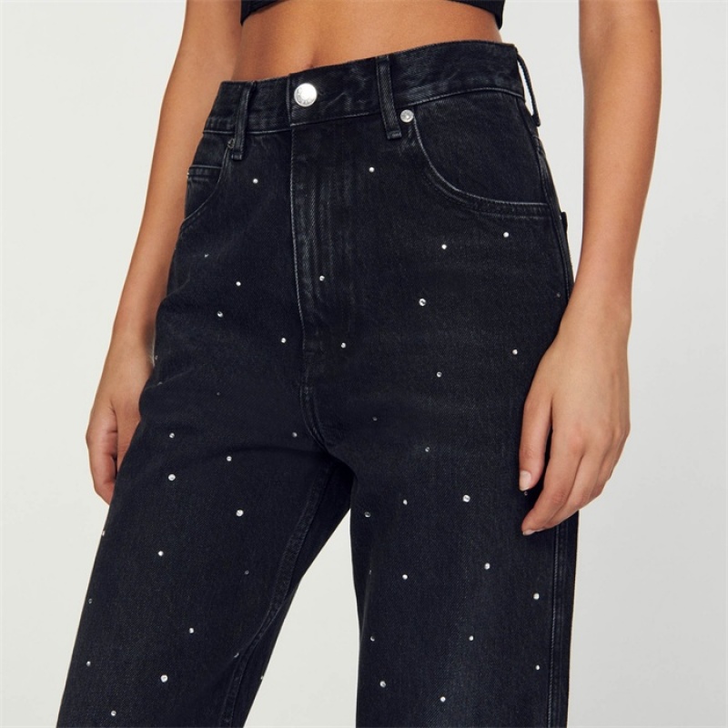 Sandro Rhinestone jeans Charcoal Grey | SN-SDO64816