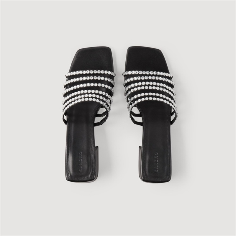 Sandro Rhinestone mules Black | SN-SDO64938