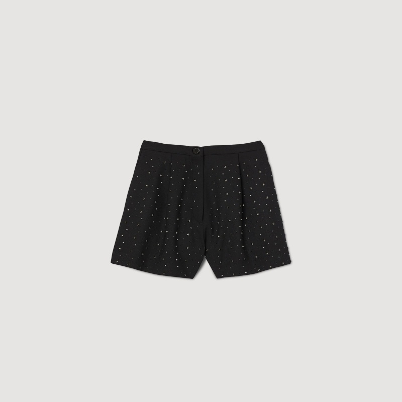 Sandro Rhinestone shorts Black | SN-SDO64747