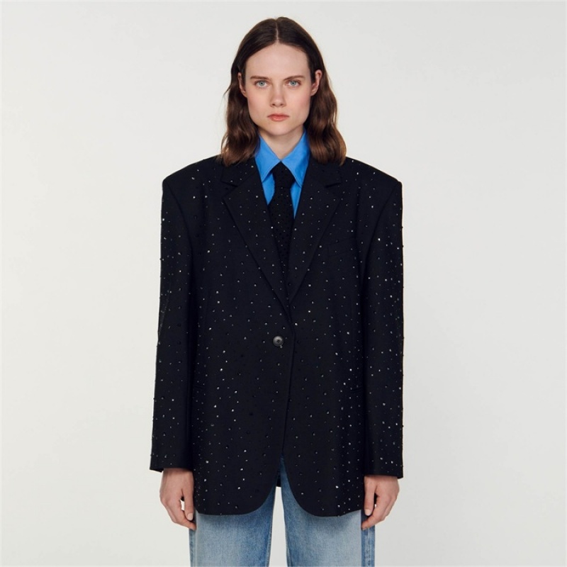 Sandro Rhinestone suit jacket Black | SN-SDO64438