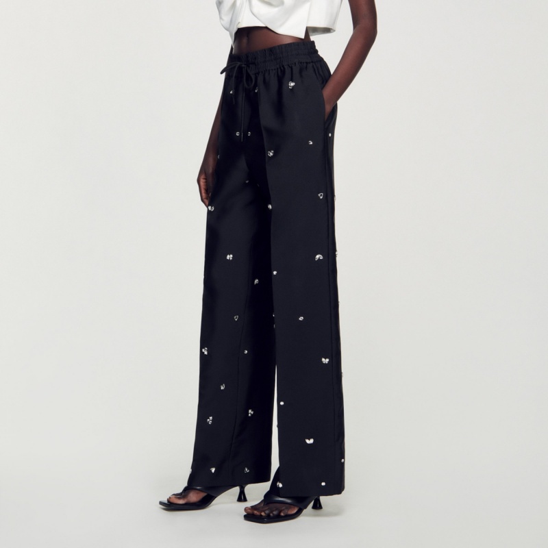 Sandro Rhinestone trousers Black | SN-SDO64748