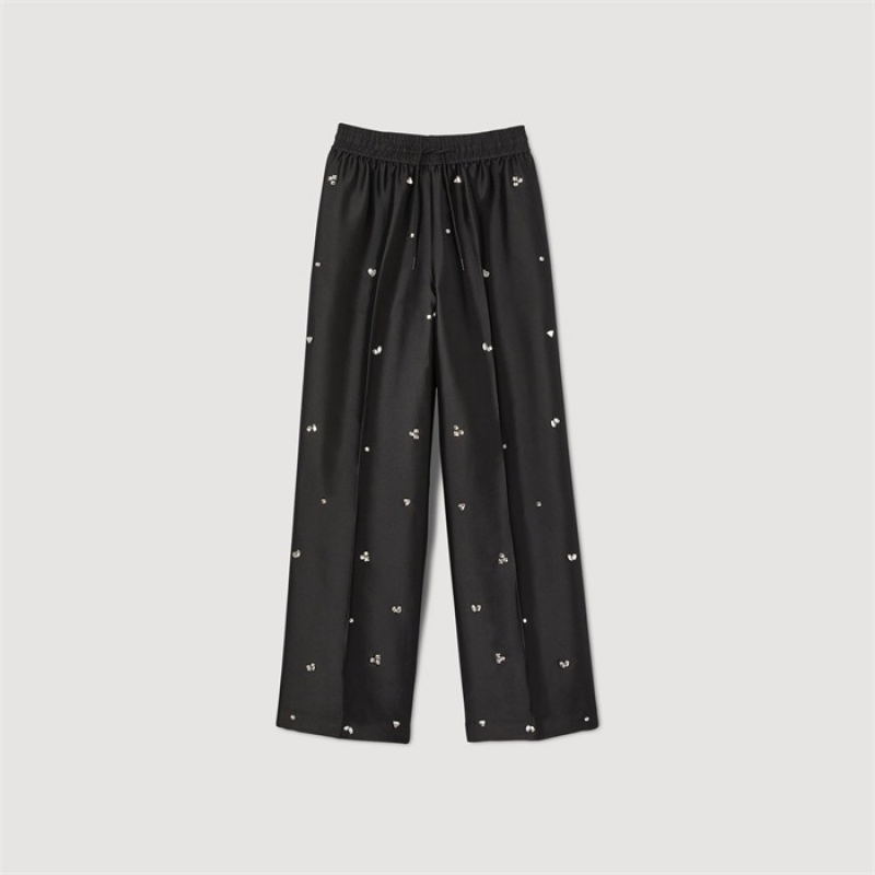 Sandro Rhinestone trousers Black | SN-SDO64748