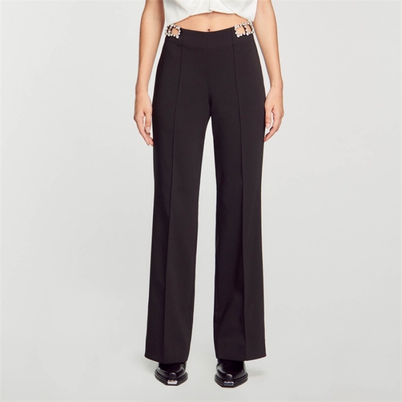 Sandro Rhinestone trousers Black | SN-SDO64758