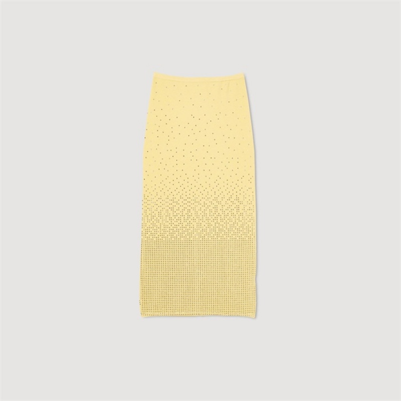 Sandro Rhinestone-embellished midi skirt Yellow | SN-SDO64710