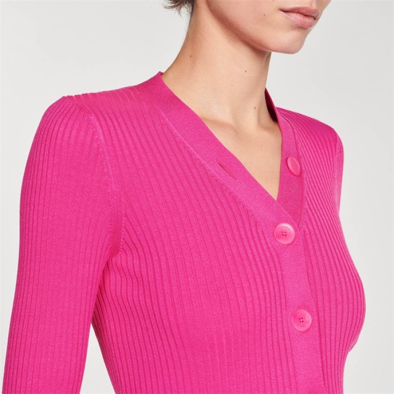 Sandro Rib knit cardigan Fushia | SN-SDO64647