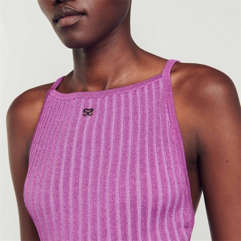 Sandro Ribbed bodysuit Purple | SN-SDO64578