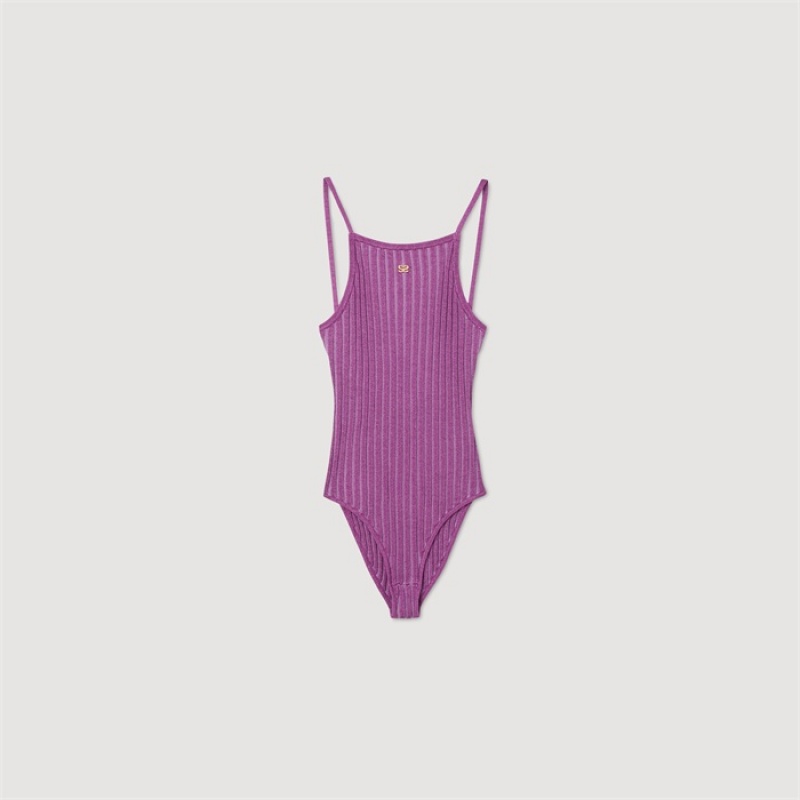 Sandro Ribbed bodysuit Purple | SN-SDO64578