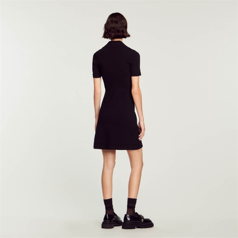 Sandro Ribbed knit dress Black | SN-SDO64199