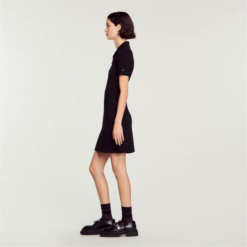 Sandro Ribbed knit dress Black | SN-SDO64199