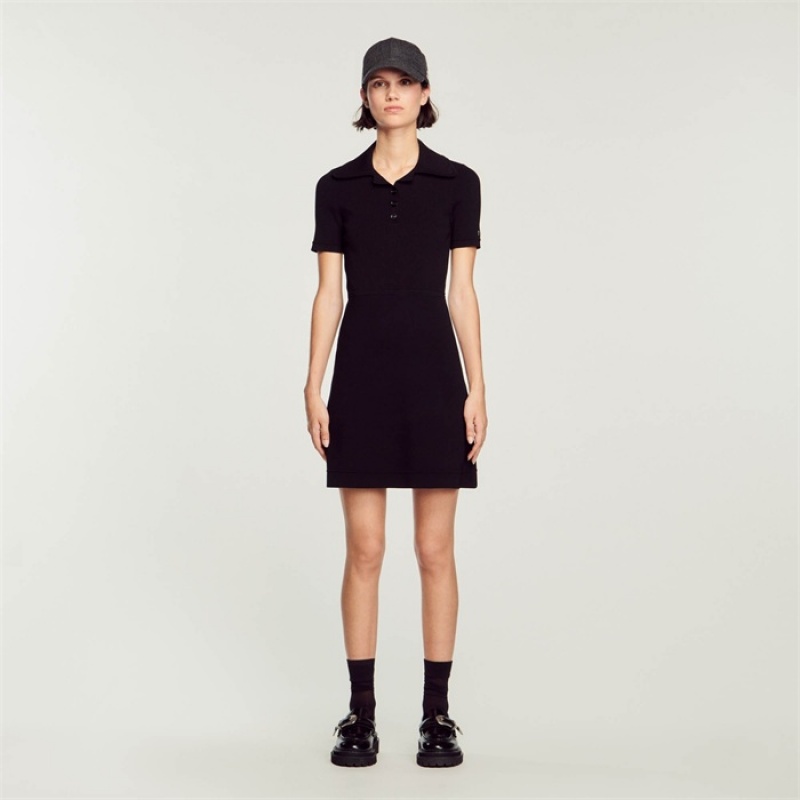 Sandro Ribbed knit dress Black | SN-SDO64199