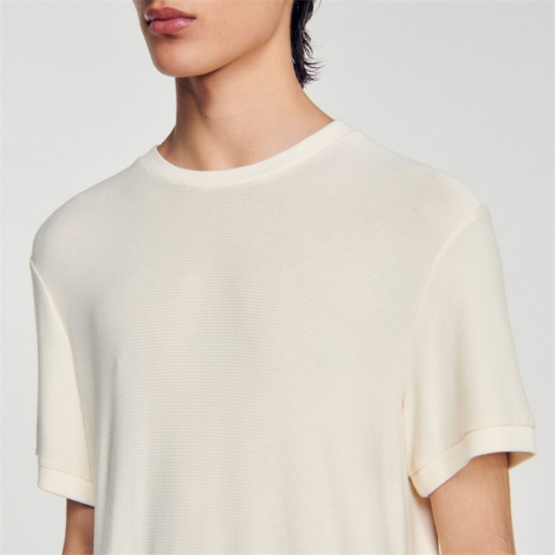 Sandro Round neck T-shirt Ecru | SN-SDO65093