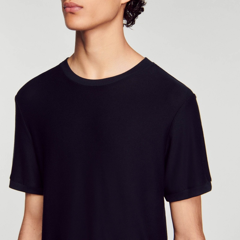 Sandro Round neck T-shirt Navy Blue | SN-SDO65092