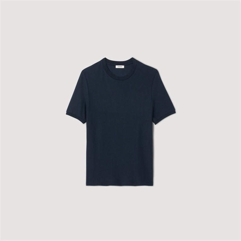 Sandro Round neck T-shirt Navy Blue | SN-SDO65092