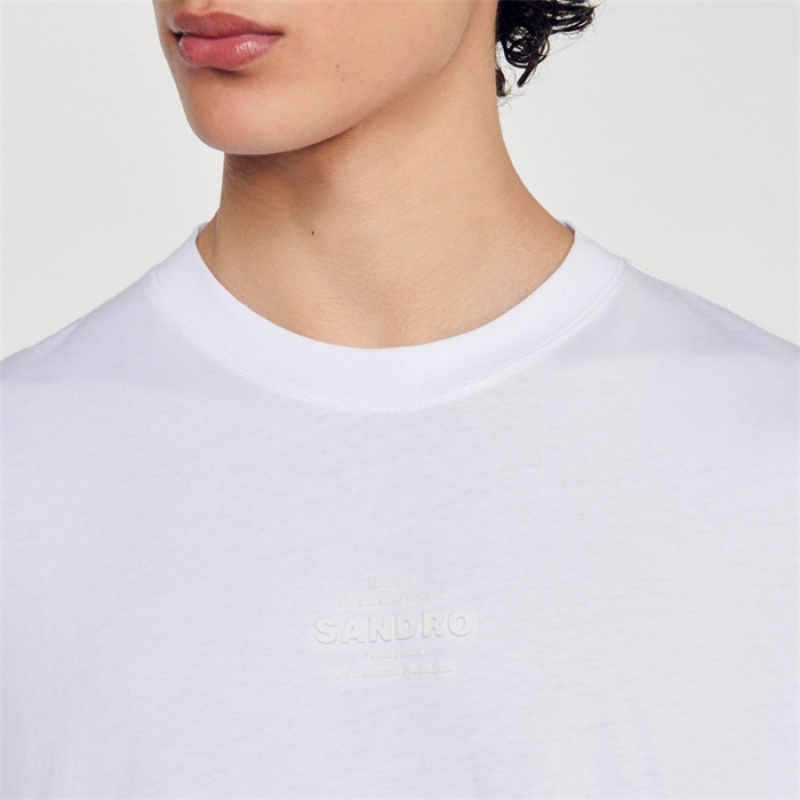 Sandro Rubber logo T-shirt White | SN-SDO65105