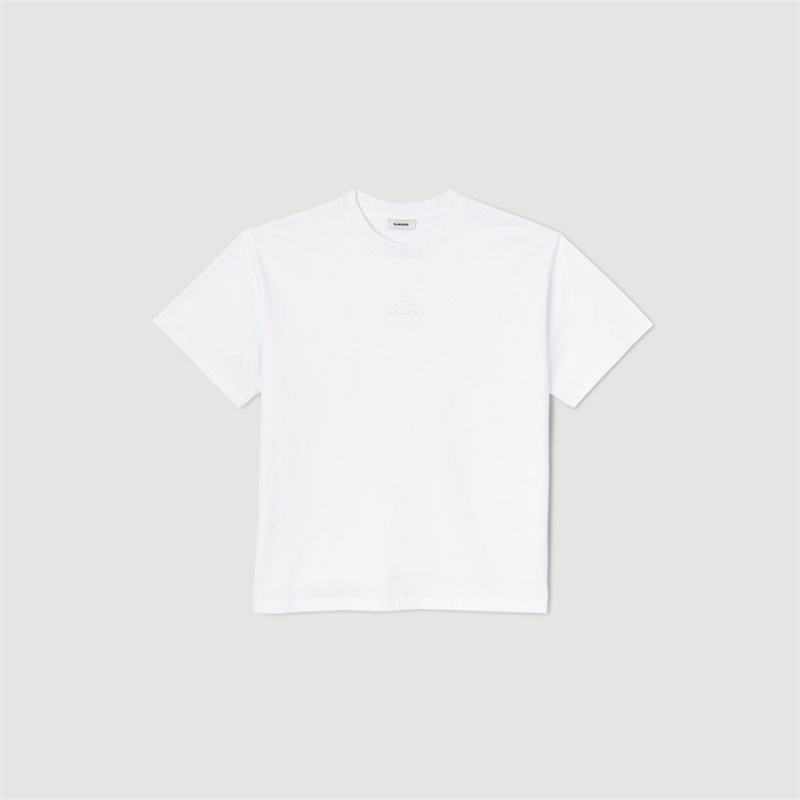 Sandro Rubber logo T-shirt White | SN-SDO65105