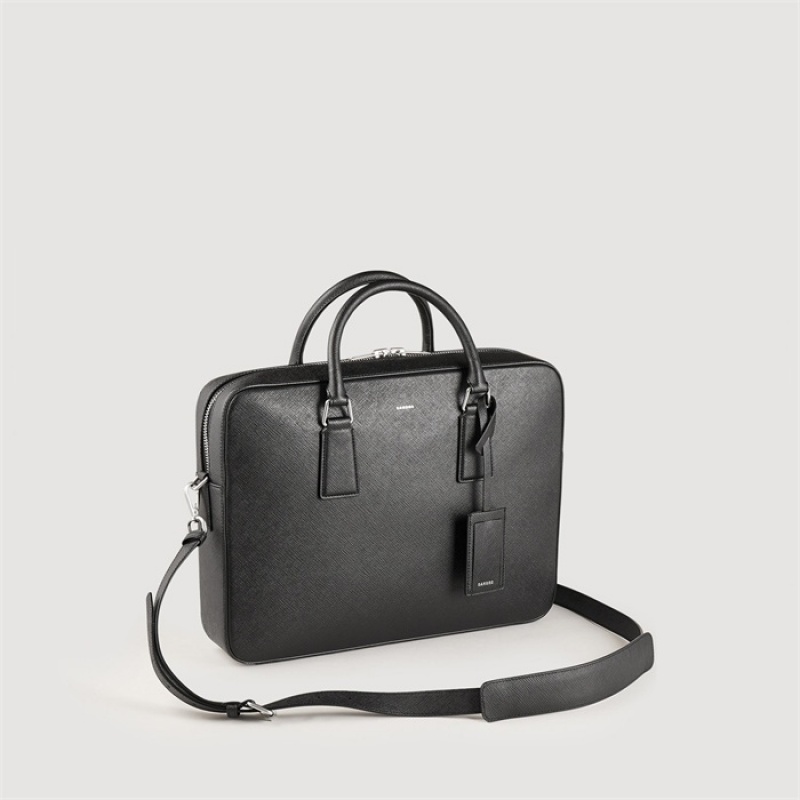 Sandro Saffiano leather briefcase Black | SN-SDO65405