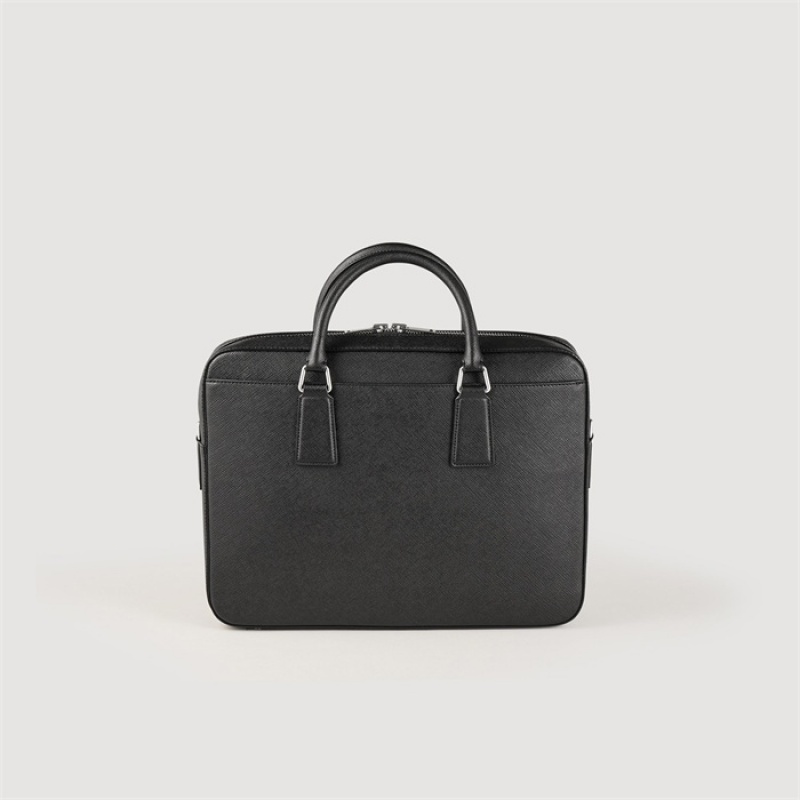 Sandro Saffiano leather briefcase Black | SN-SDO65405