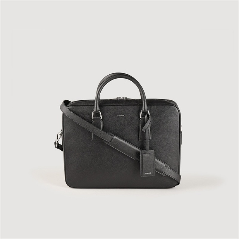 Sandro Saffiano leather briefcase Black | SN-SDO65405