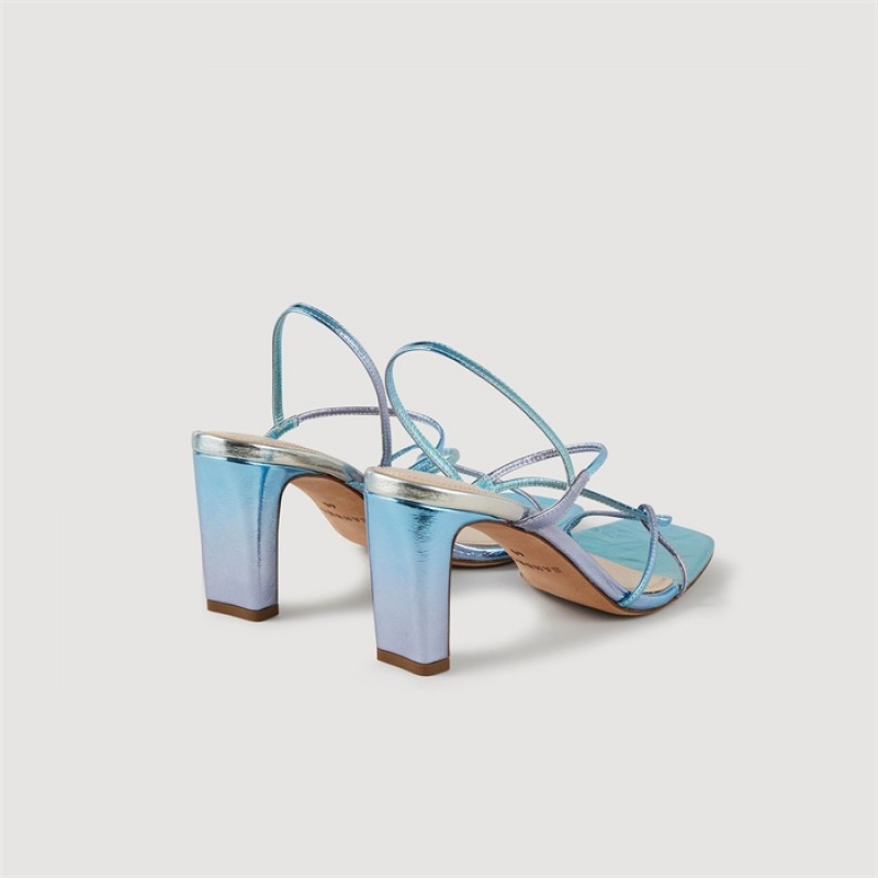 Sandro Sandals with thin straps Blue / Silver | SN-SDO64948