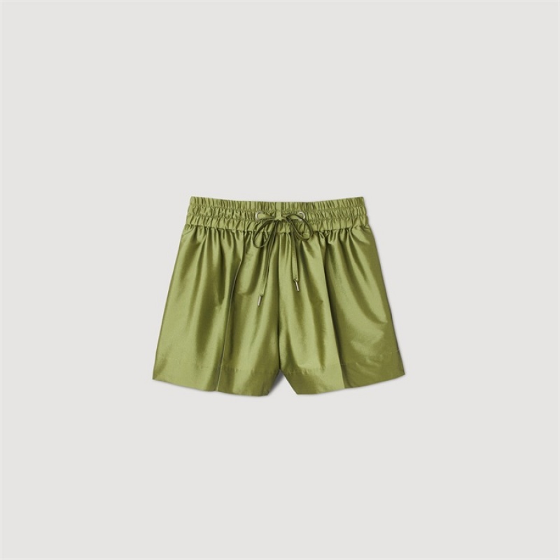 Sandro Satin shorts Light Kaki | SN-SDO64760