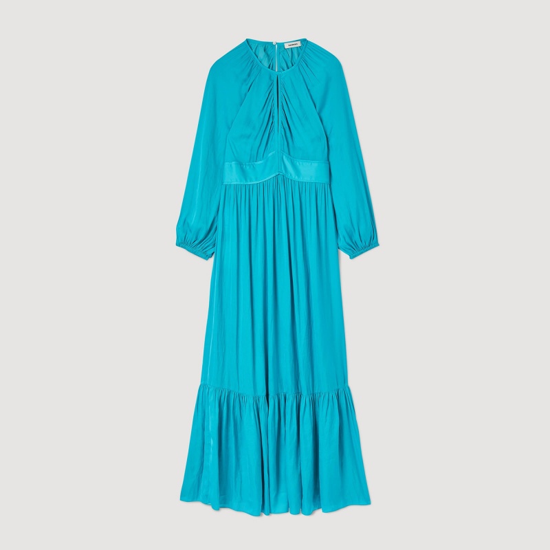 Sandro Satin-effect maxi dress Turquoise | SN-SDO64282