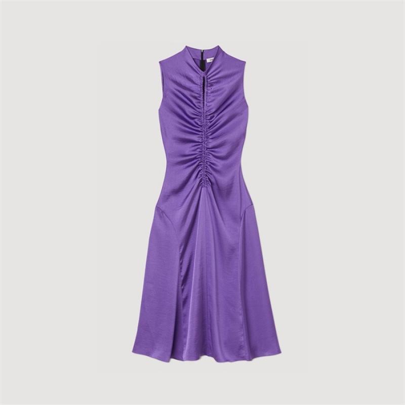 Sandro Satin-finish midi dress Purple | SN-SDO64234