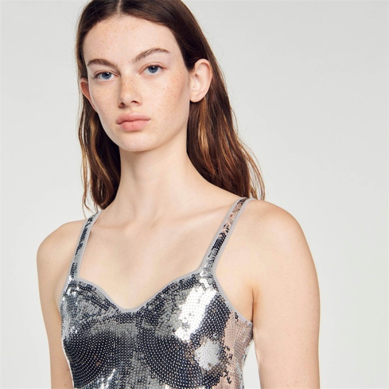 Sandro Sequin bralette Silver | SN-SDO64346