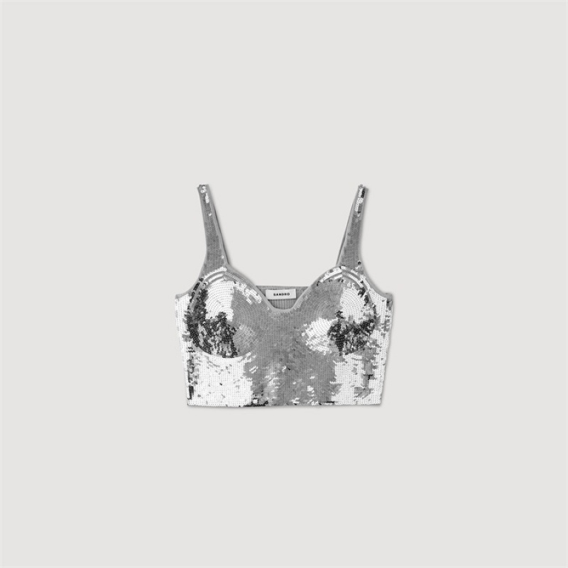 Sandro Sequin bralette Silver | SN-SDO64346