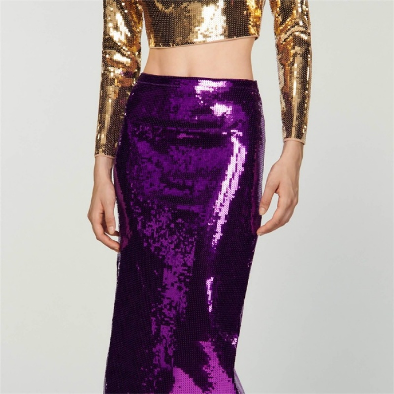 Sandro Sequin midi skirt Purple | SN-SDO64704