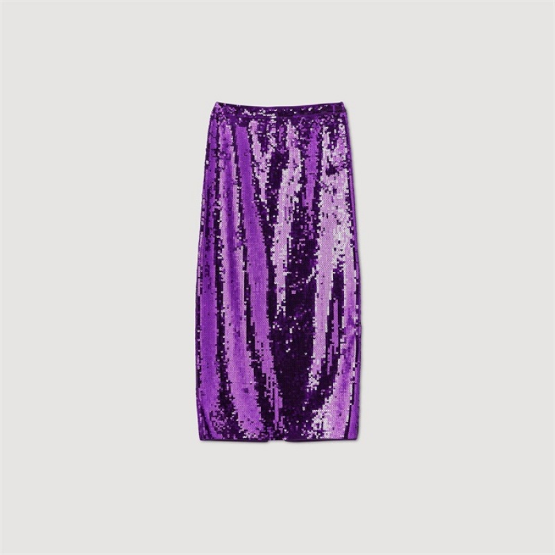 Sandro Sequin midi skirt Purple | SN-SDO64704