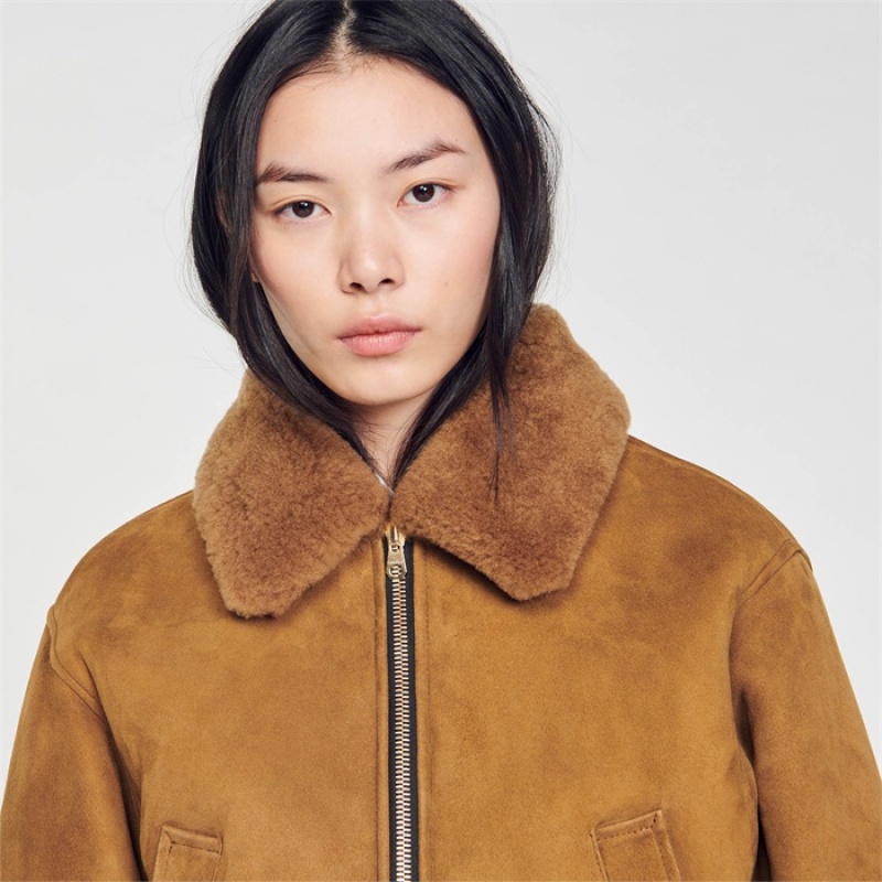 Sandro Shearling bomber Camel | SN-SDO64512