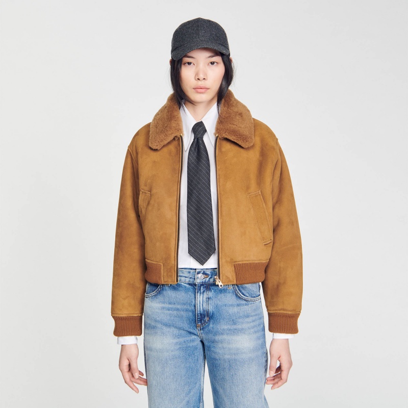 Sandro Shearling bomber Camel | SN-SDO64512