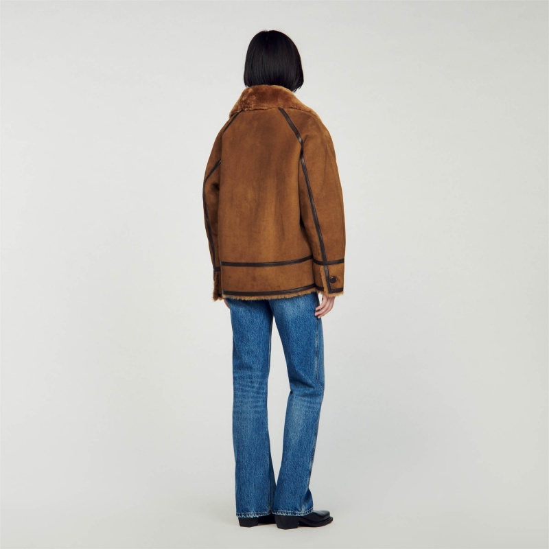 Sandro Shearling coat Camel | SN-SDO64541