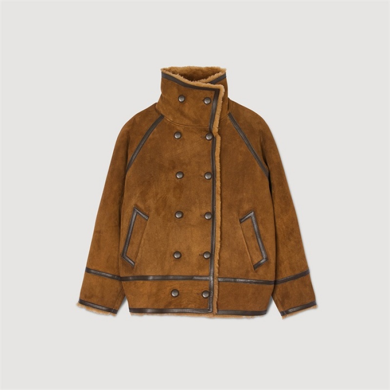 Sandro Shearling coat Camel | SN-SDO64541