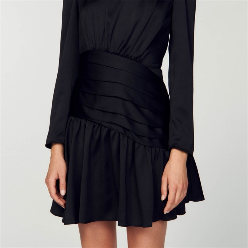 Sandro Short draped dress Black | SN-SDO64191