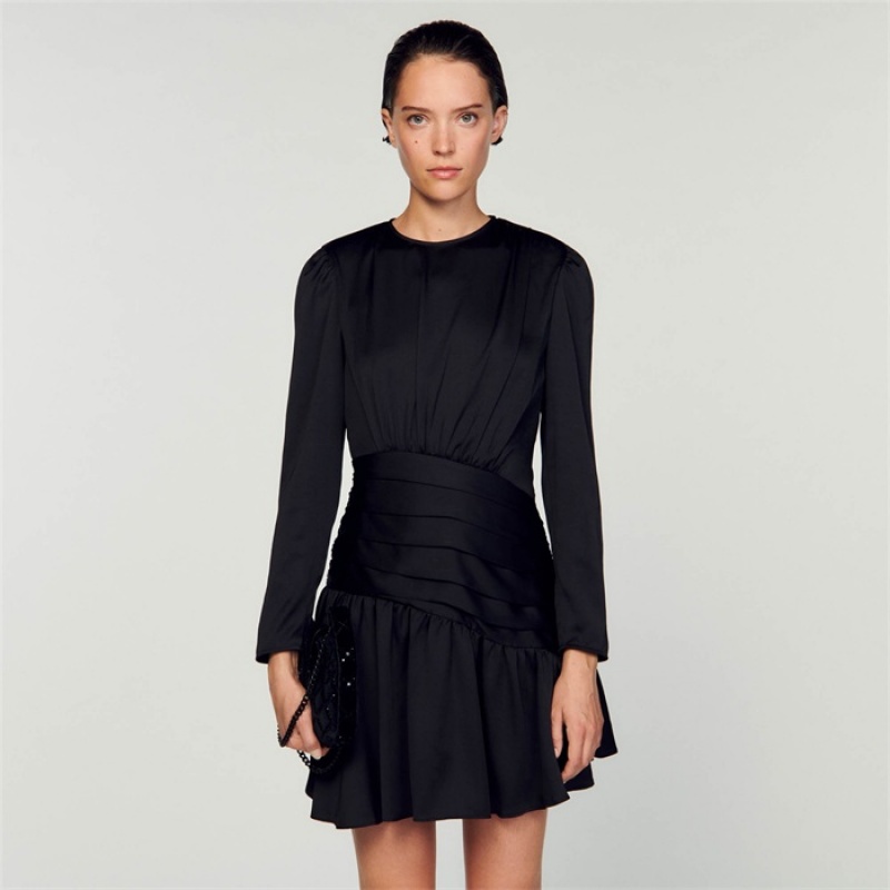 Sandro Short draped dress Black | SN-SDO64191