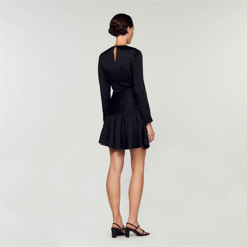 Sandro Short draped dress Black | SN-SDO64191