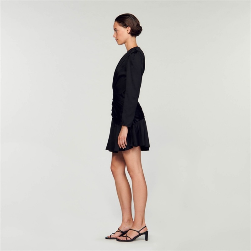 Sandro Short draped dress Black | SN-SDO64191