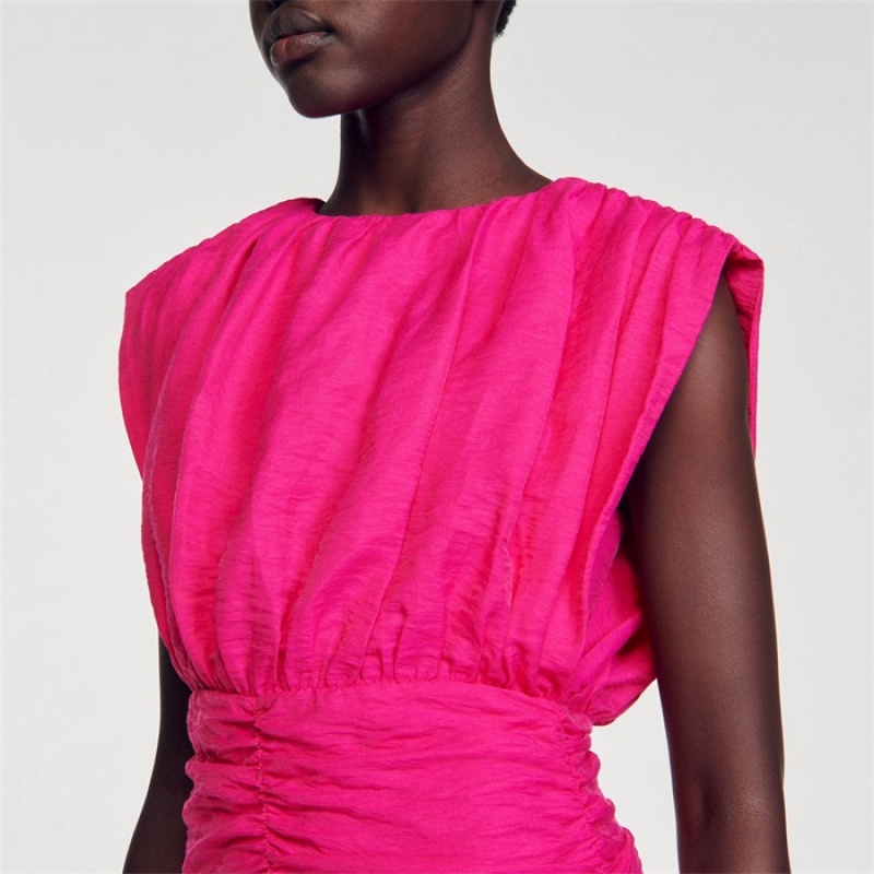 Sandro Short draped dress Fushia | SN-SDO64262