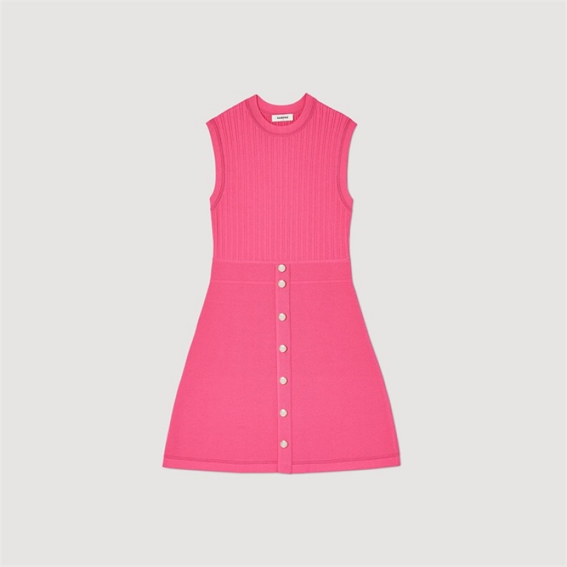 Sandro Short dress with buttons Fushia | SN-SDO64283