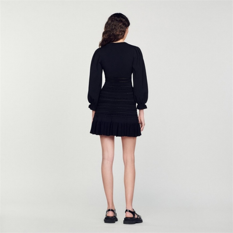 Sandro Short dress with ruffles Black | SN-SDO64220