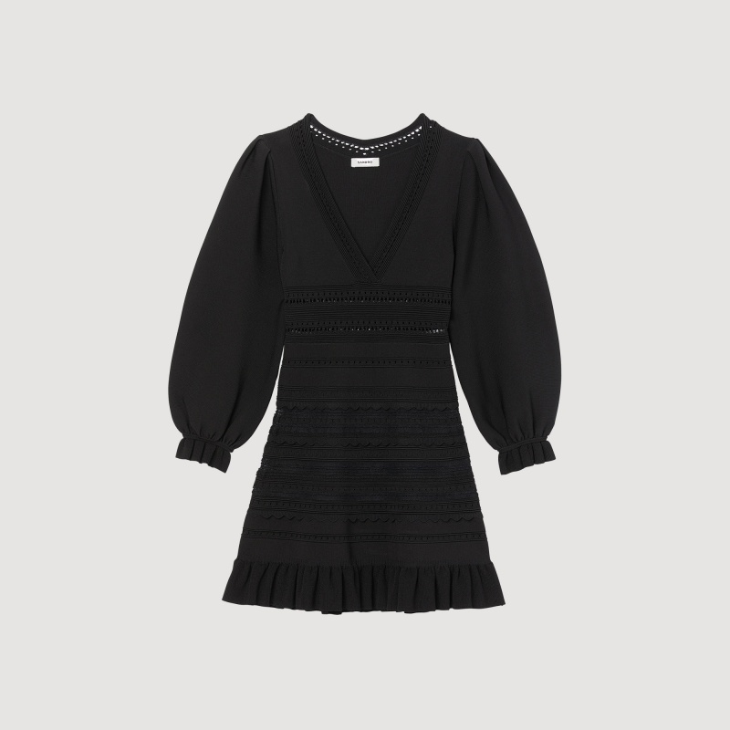 Sandro Short dress with ruffles Black | SN-SDO64220