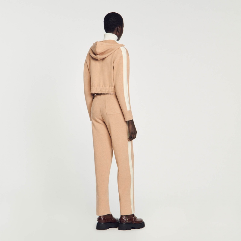 Sandro Short hooded sweatshirt Camel | SN-SDO64502