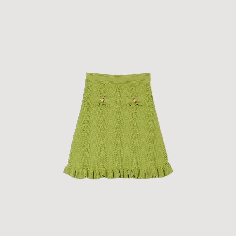 Sandro Short knitted skirt Olive Green | SN-SDO64743