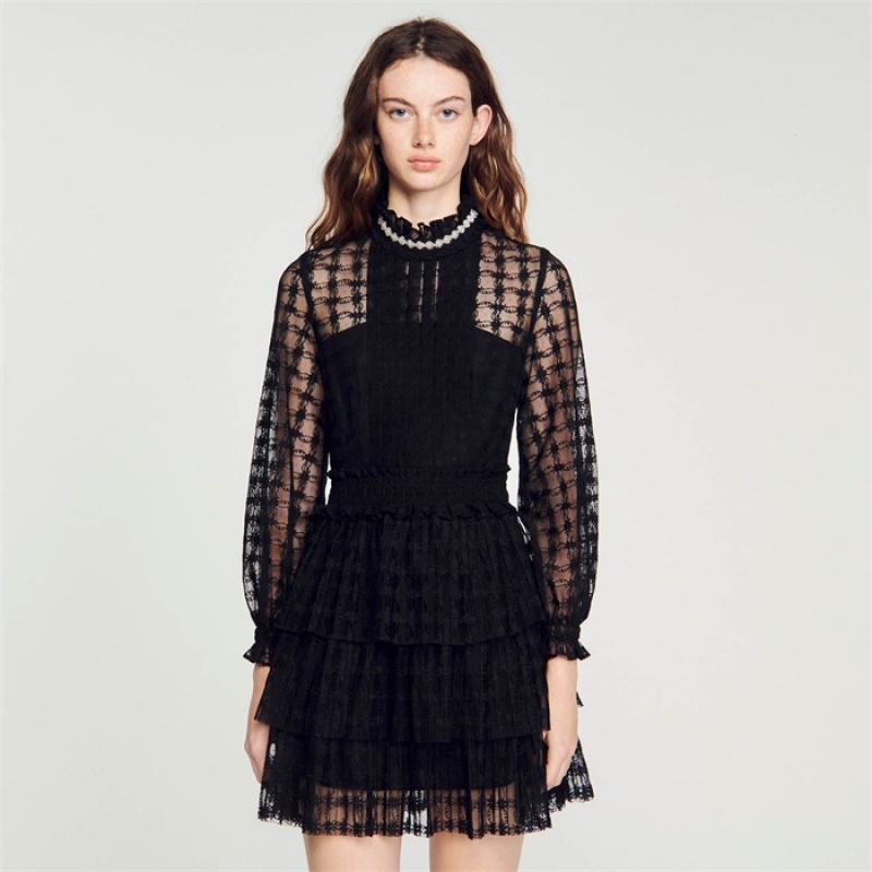 Sandro Short lace dress Black | SN-SDO64256