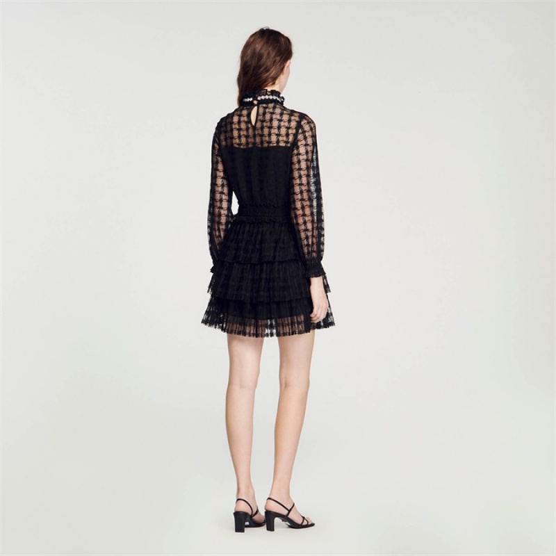 Sandro Short lace dress Black | SN-SDO64256