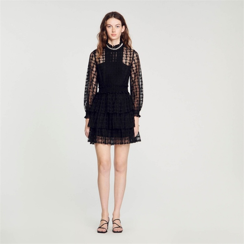 Sandro Short lace dress Black | SN-SDO64256